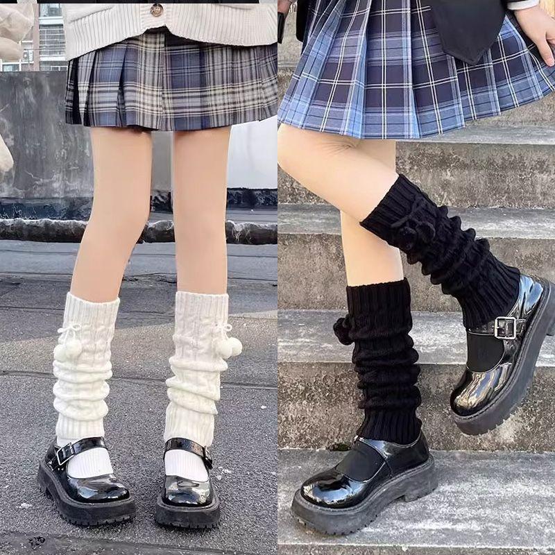 1-2pairs New Japanese Sweet Girl Lolita Knitted Warm Yarn JK Pile Socks Gloves Versatile Cute Sleeves Student Trend