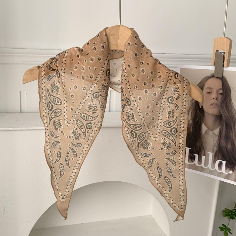 Cashew Flower Silk Scarf, Scarf, New Retro Headscarf, Headband, Jeans, Waist Accessories, Triangular Scarf, Waist Fart Curtain.