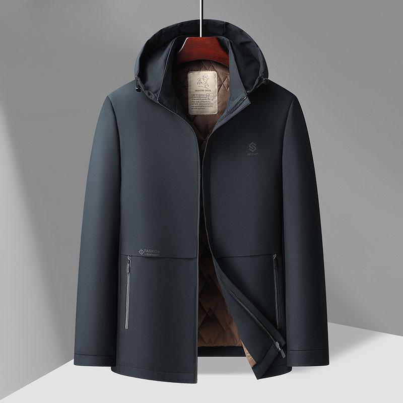 Herbst und Winter Herren Seide Baumwollgepolsterte Kleidung Kurz Leicht Milchseide Business Casual Kapuzenjacke Baumwollgepolsterte Kleidung