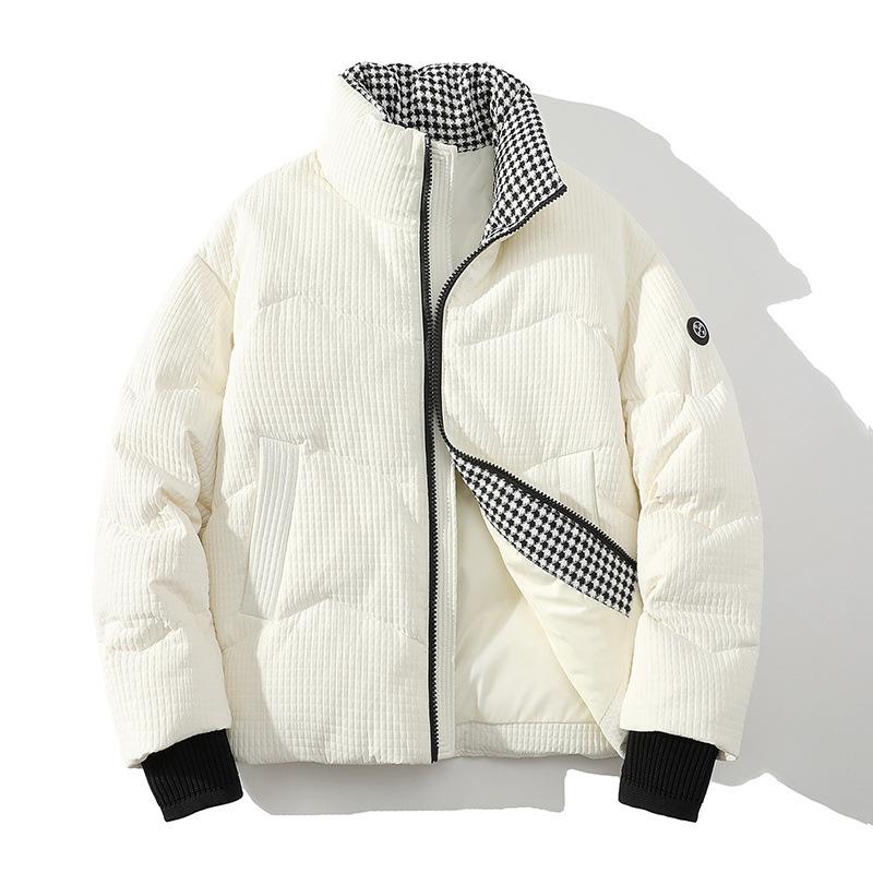 

Пуховик мужской новый стиль утолщенный воротник-стойка белый утиный пух свободный хлеб пальто женский пара M