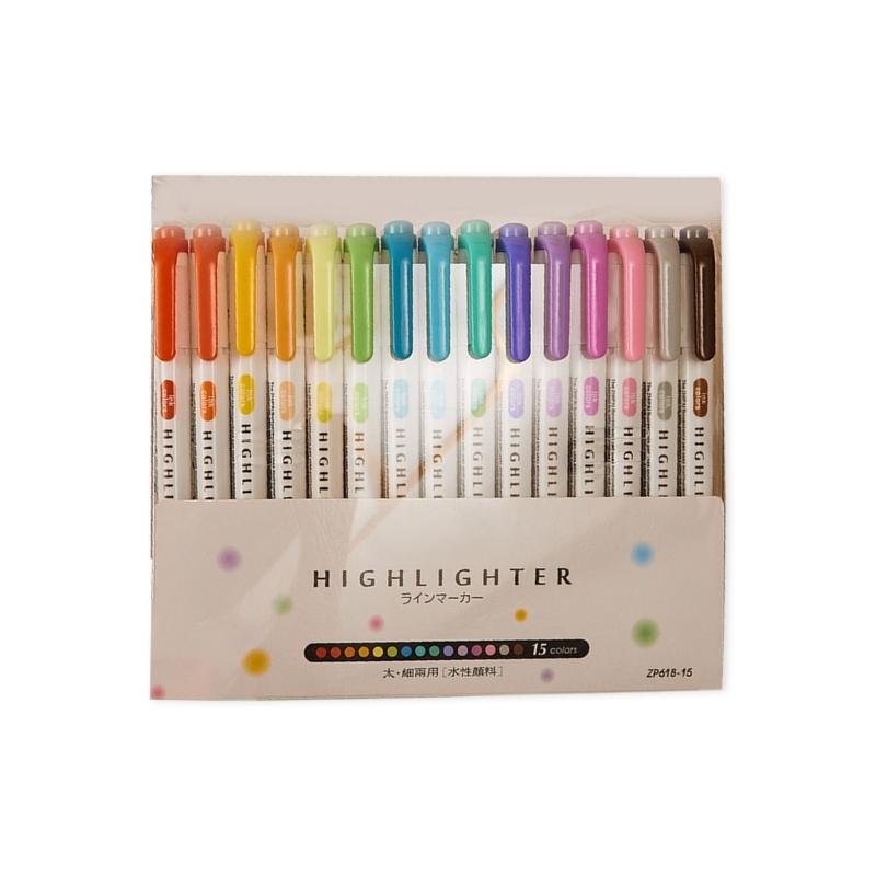 Double Headed Fluorescent Highlighter Pen 10/15Color Double Tip Marker Pen for Scrapbooking Journal Planner Card Making