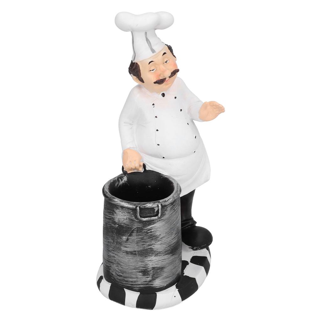 Chef Shape Figurine Statue Craft Decoration Ornament for Living Room Kitchen Restaurant