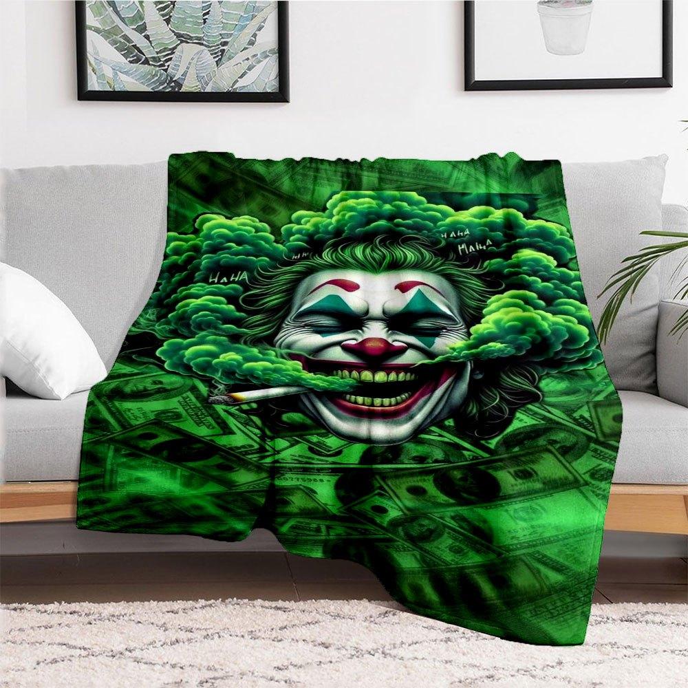 "Joker Money Green Art Print Poster"Blanket Flannel Throw Blanket for Sofa, Bed, Travel, Camping, Office