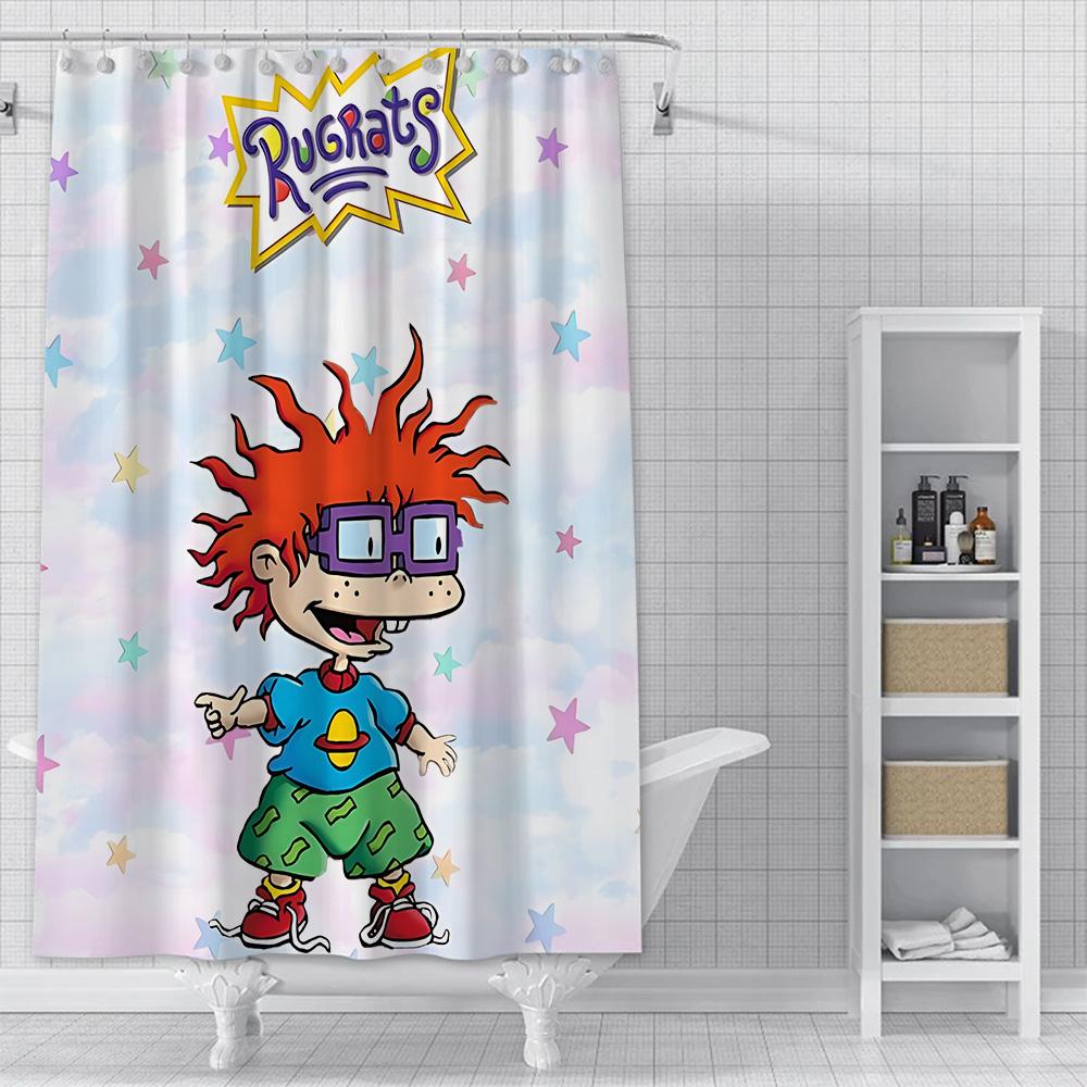

Смешная шторка для душа R-Rugrats Водонепроницаемая полиэстеровая ткань Краска Красочные шторки для ванной Комнатный декор для ванной Шторка с крючком YL90x180cm
