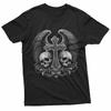 Gothic Schädel Kreuz Mit Engelsflügeln Emo T-Shirt