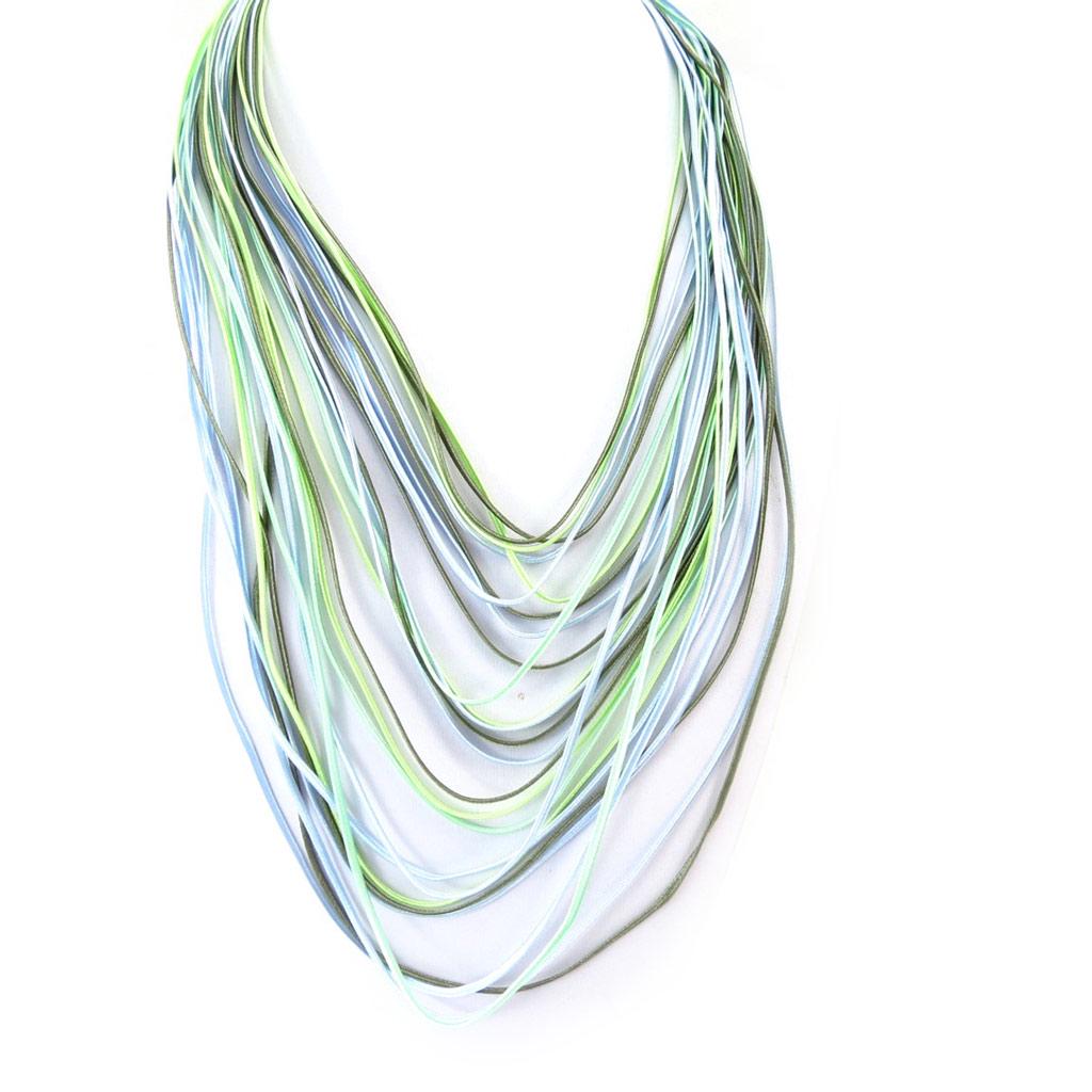 Les Trésors De Lily [R3239] - Collier ethnique 'Coloriage' vert - 40 à 54 cm