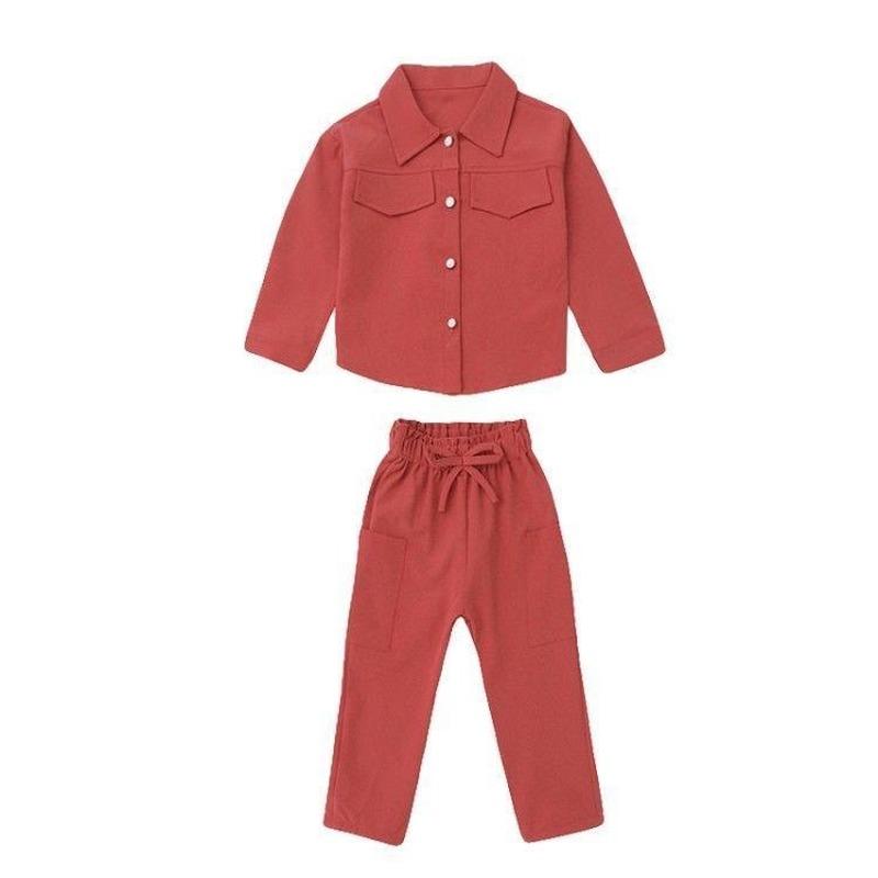 Dětské obleky Jaro Podzim Dívky Dlouhý rukáv Top + Kalhoty Děti 2 obleky Velké děti Sportovní soupravy Jednobarevné 12 let