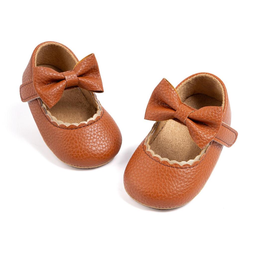Baby Princess Shoes 0-1 Year, Soft Non-slip PU Leather with Bowknot, Suitable for Spring/Autumn.