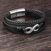 Stainless Steel Leather Bracelet Infinity Logo Special Popular Pattern Men's Bracelet DIY  Valentine's Day Handsome Gift