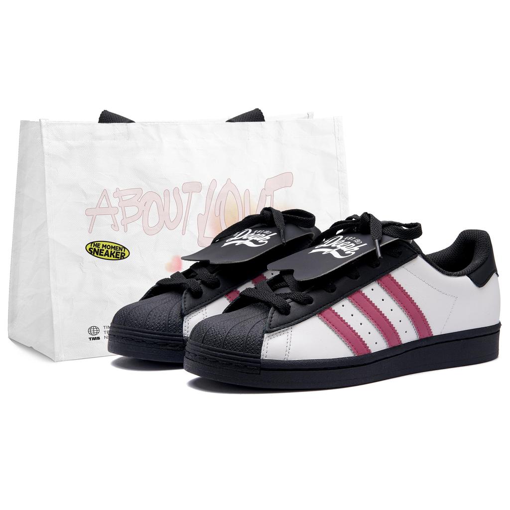 Adidas Originals SUPERSTAR Pink Gray Low top Skateboard Shoes Unisex Black Pink EG4959(Team645-)