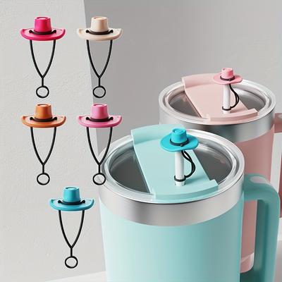 4 Pcs Cute Cowboy Hat Straw Toppers Set Reusable Dustproof Silicone Straw Covers for Parties Outdoor Events Perfect for Independence Day Mother'S Day