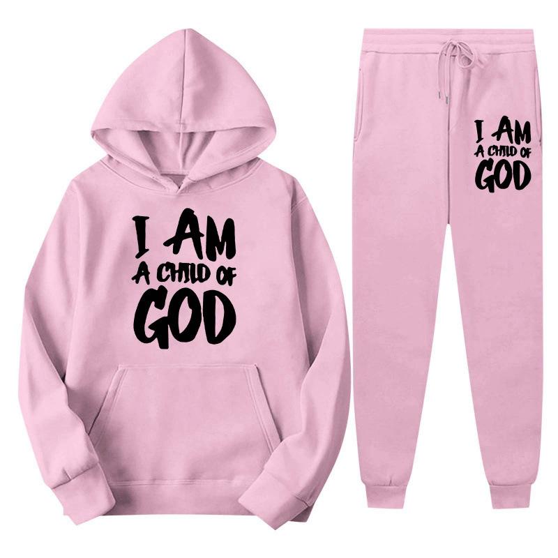 Trend Plus Size Fleece Sweater Sweatpants Set New Hooded Drawstring Printed Alphabet Sweater