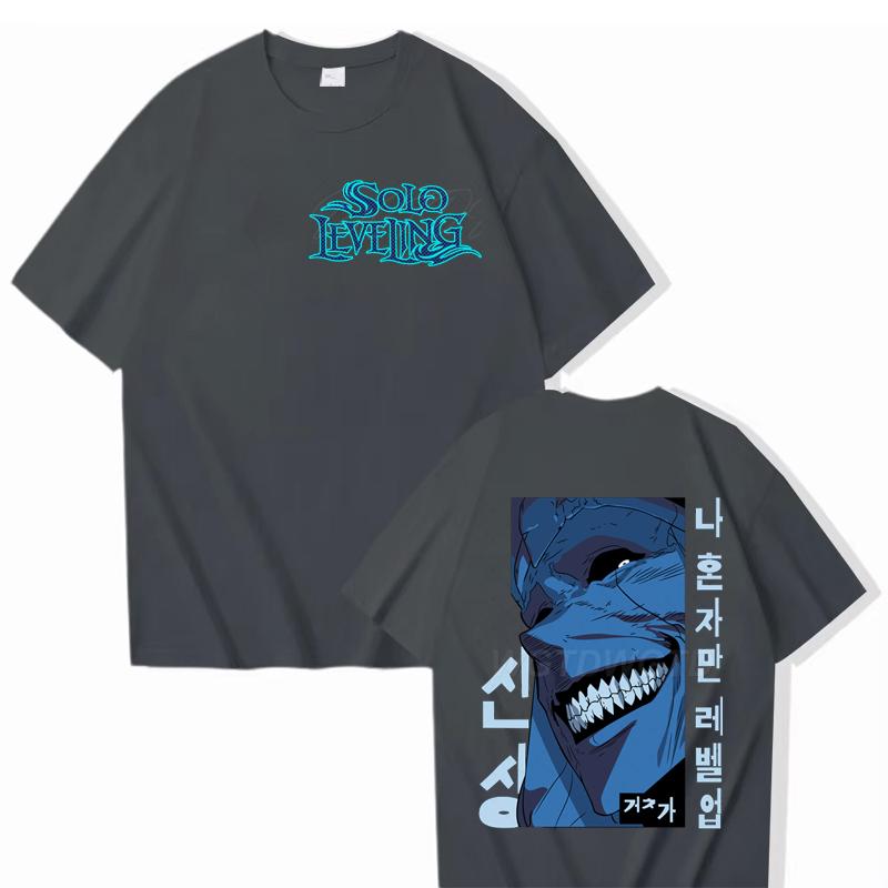 Solo Leveling Street Cool T-shirt Top 100% Cotton Hot Anime Men Clothes Harajuku Streetwear Solo Leveling Anime Men Women Shirt
