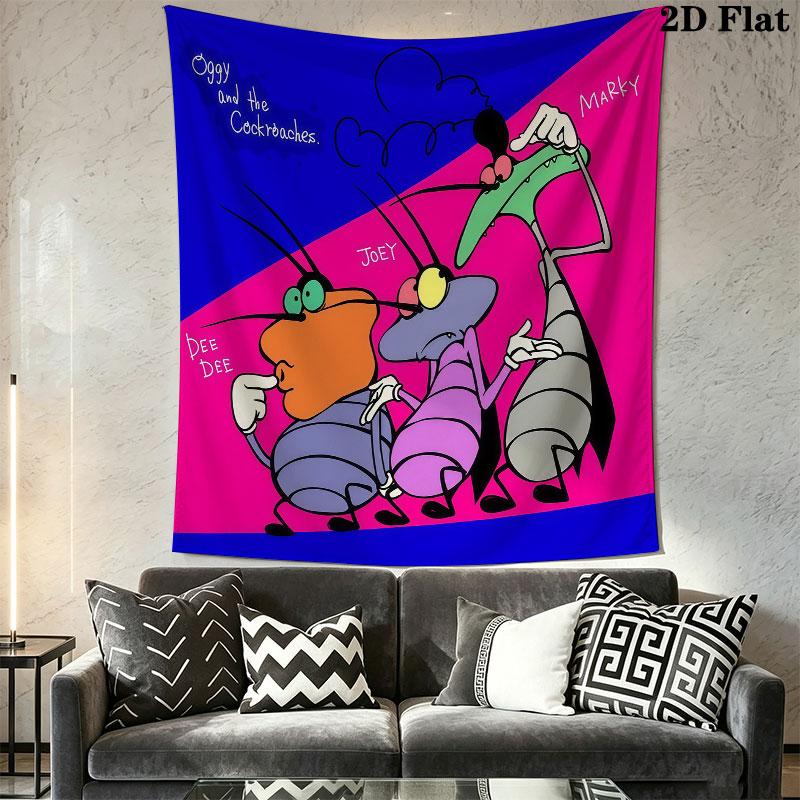 Oggy Wall Tapestry Aesthetic Wall Hanging Printed Fabric Blanket Decorative Tapestries for Bedroom Living Room Home Decor