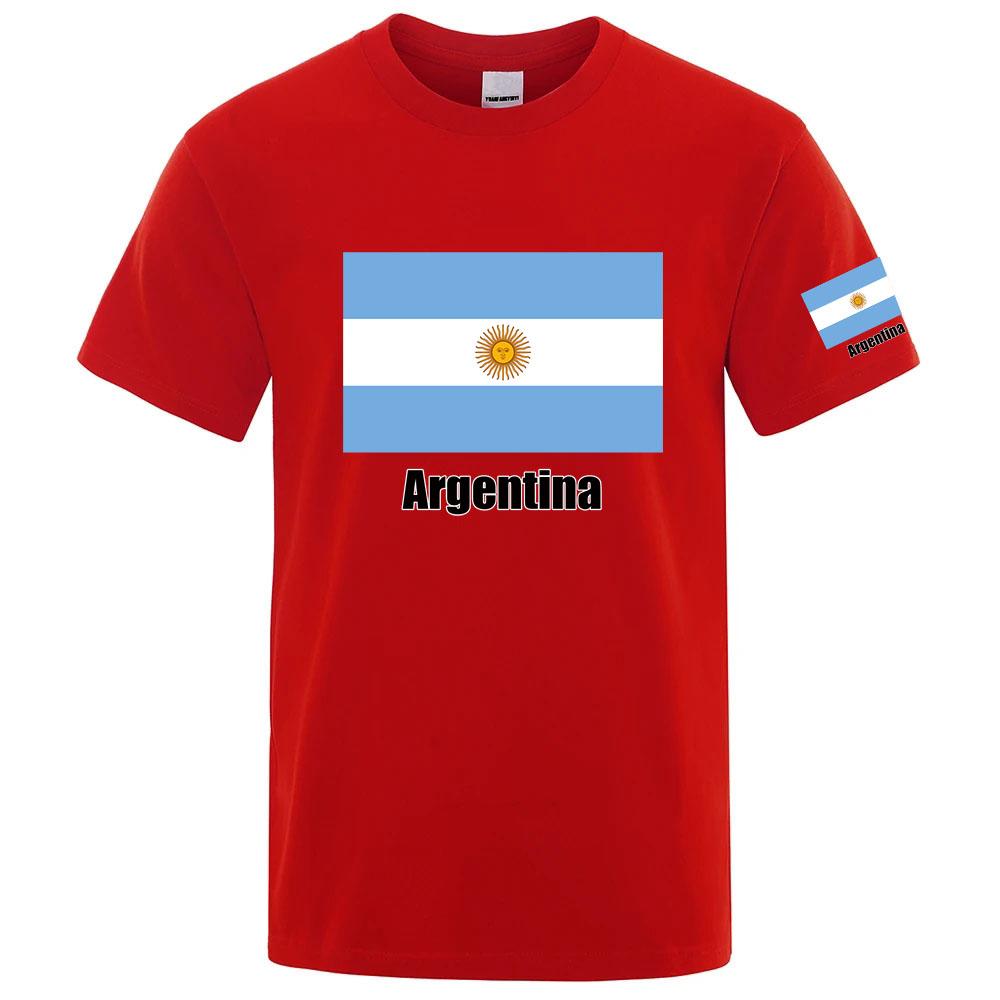 2025 Argentine Flag Print Summer Unisexs New Football Team Print Regular Short Sleeve Solid Color Casual Harajuku Tops