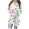 Women's Casual Floral Christmas Print Mid-length Cardigan Coat