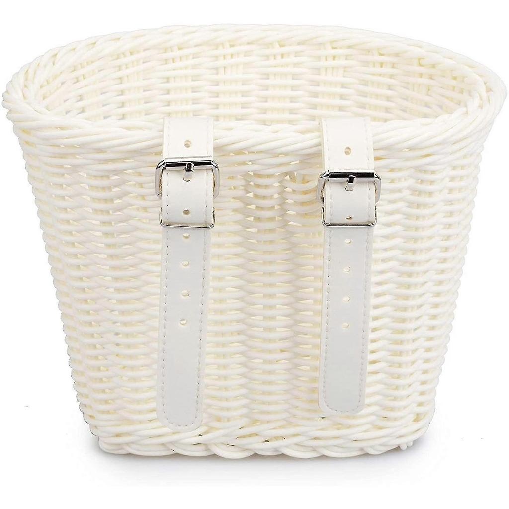 Bike Basket For Kids Front Bike Accessories Woven Wicker Bicycle Basket With Handlebar Streamers