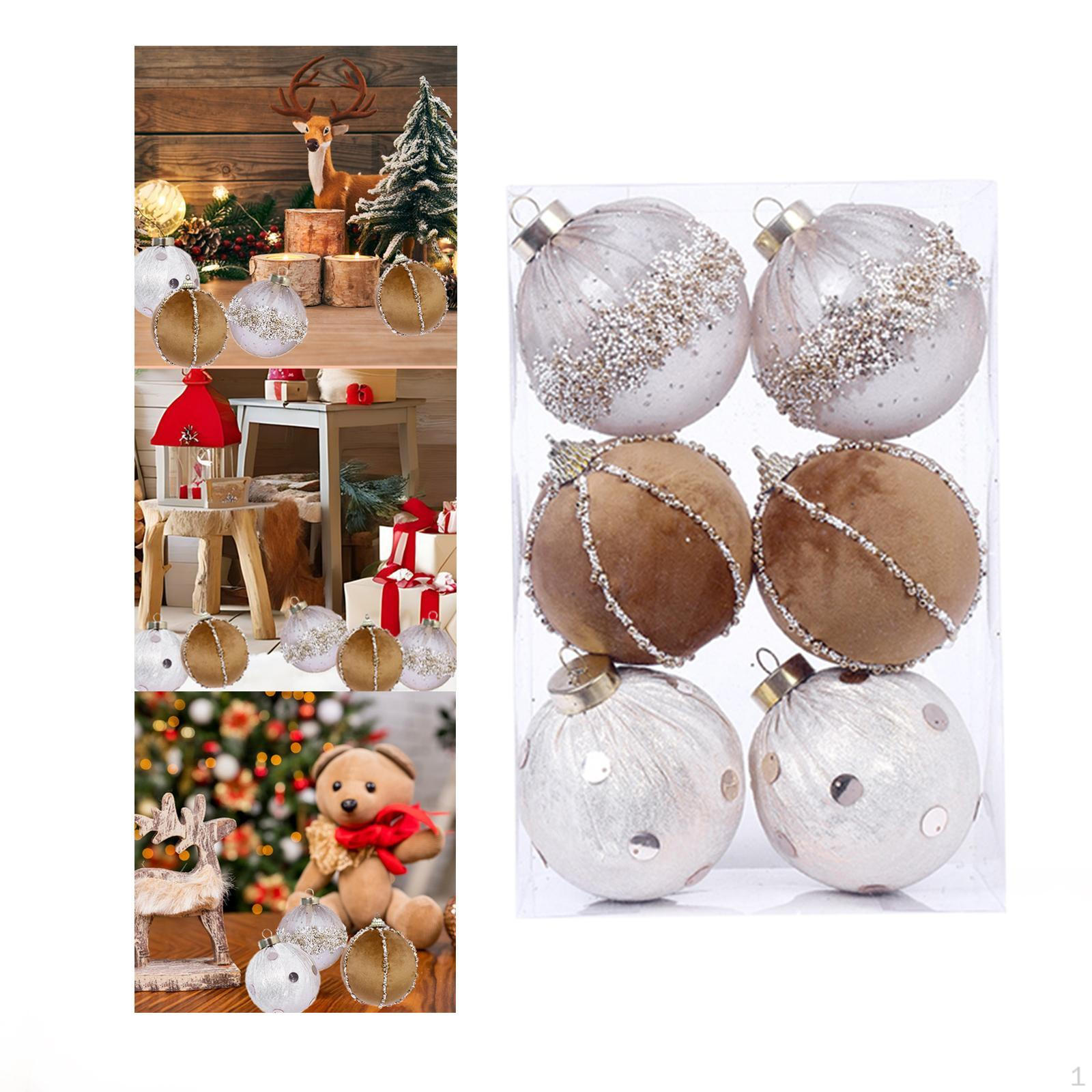 

6 Pieces Christmas Hanging Decorations Decorative Baubles Charm Pendants for Indoor Yard Champagne