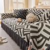 Jacquard Sofa Cover with Skirt Universal Full Coverage Stretch Slip Proof Fabric Couch Dust Protector