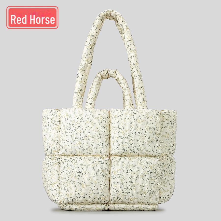 "2025 New Soft Checkered Cotton Handbag: Fashionable, Simple Tote for Women"