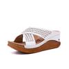 Foreign trade slippers spring and summer new thick-soled wedge heels middle-aged and elderly cool slippers women's hollowed-out large-size Roman wome