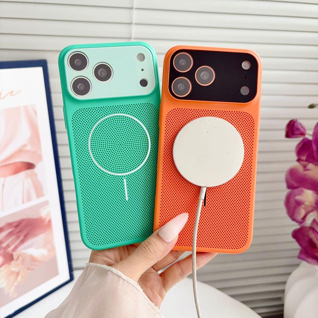 Magnetic Cooling Case for iPhone 13-17 Pro Max with Color Blocking and Large Window Design