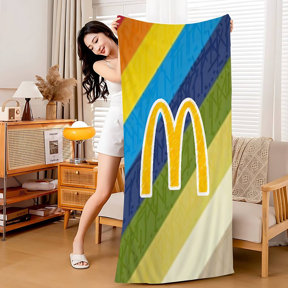M Famous LOGO M-McDonaldes Beach Towel Bath Towels For Girl Microfiber Quick Dry Sand Free Beach Yoga Spa Gym Pool