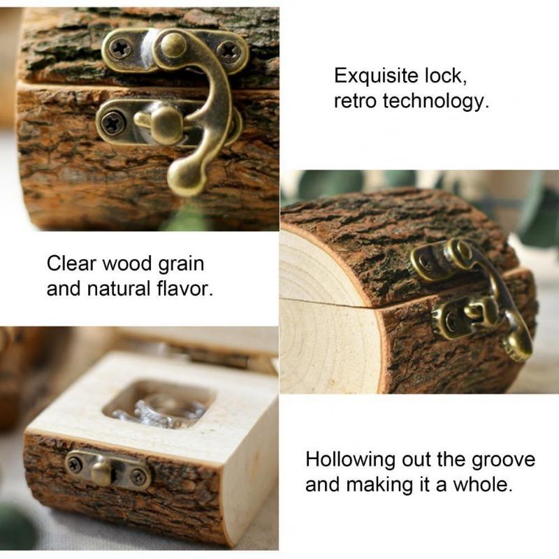 Creative Ring Box Wooden Handmade Crafts Rustic Jewelry Storage Holder Personalized Ring Bearer Box Wedding Gifts