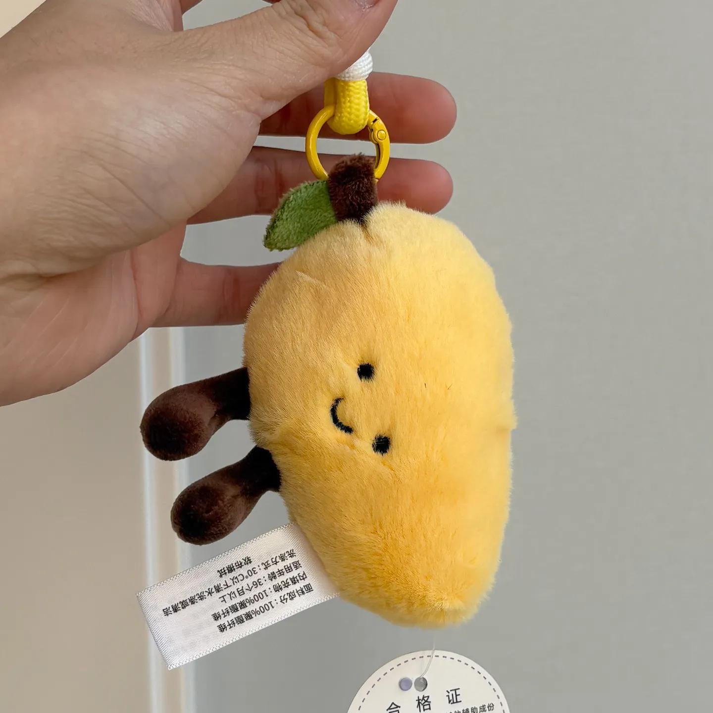 Niedlicher Frucht-Plüsch-Schlüsselanhänger Weich Flauschig Smiley Essen Gefüllter Taschenanhänger Kawaii Durian Erdbeere Avocado Plüschtier Für Rucksack Dekoration 11cm yellow