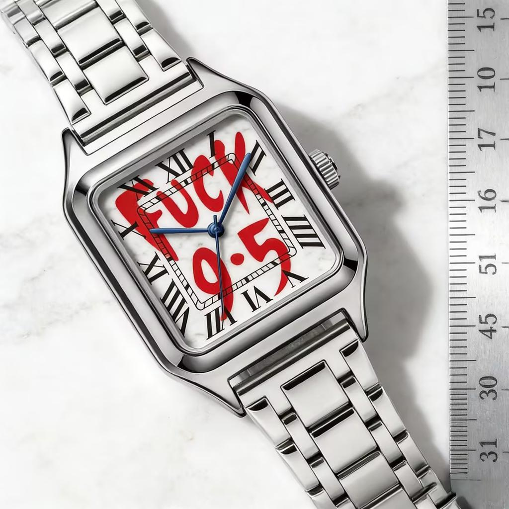 Elegante minimalistische Unisex-Quarzuhr Quadratisches Zifferblatt Edelstahllegierung Stahlarmband Elegant 3 ATM Wasserdicht