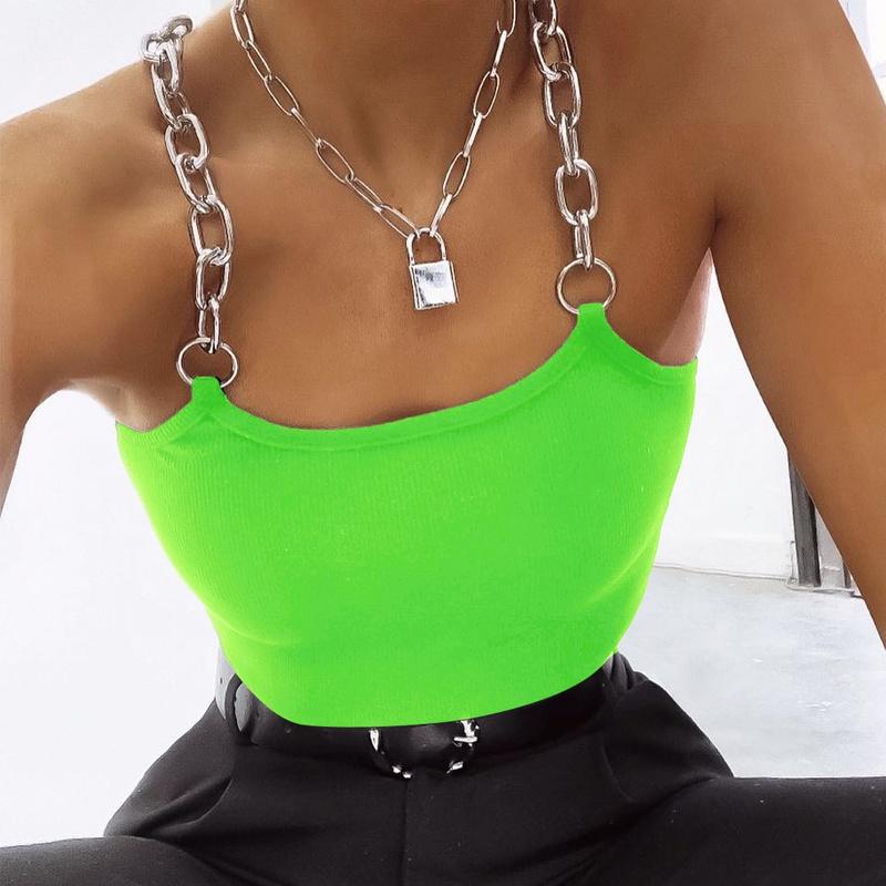 Sexy Chains Spaghetti Straps Crop Top Summer Vest Club Party Streetwear