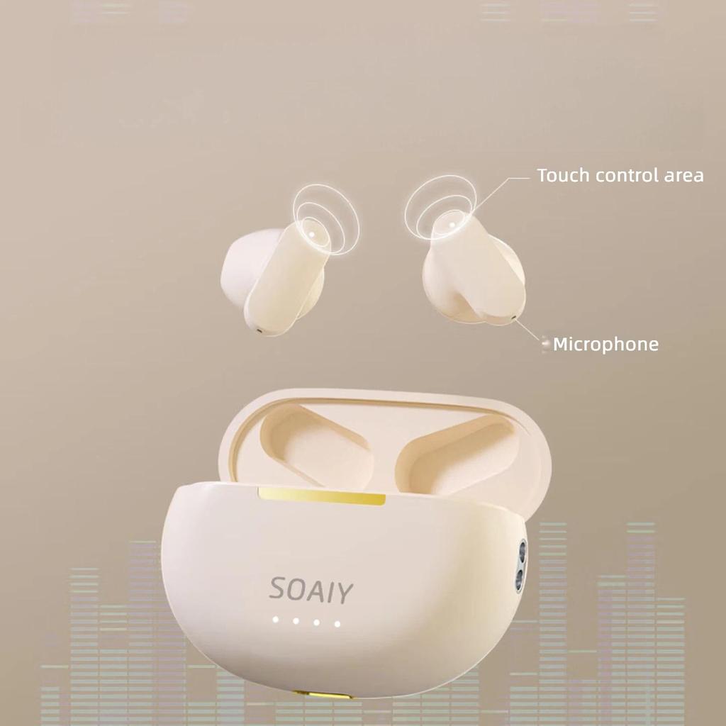 Bluetooth Earphones, Wireless Headphones, Open Semi-In Design, for Sports Running Cycling Calls Noise Reduction, Pink