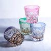 Japanese Edo Kiriko Crystal Glass Hand Carved Whiskey Cup Purple Fluorite Dawn Light Luxury