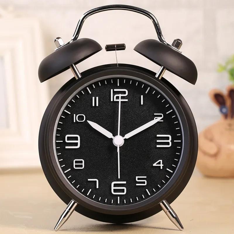 Durable4-Inch Three-dimensional Digital Alarm Clock Creative Classic Silent Student Loud Double Bell Bell