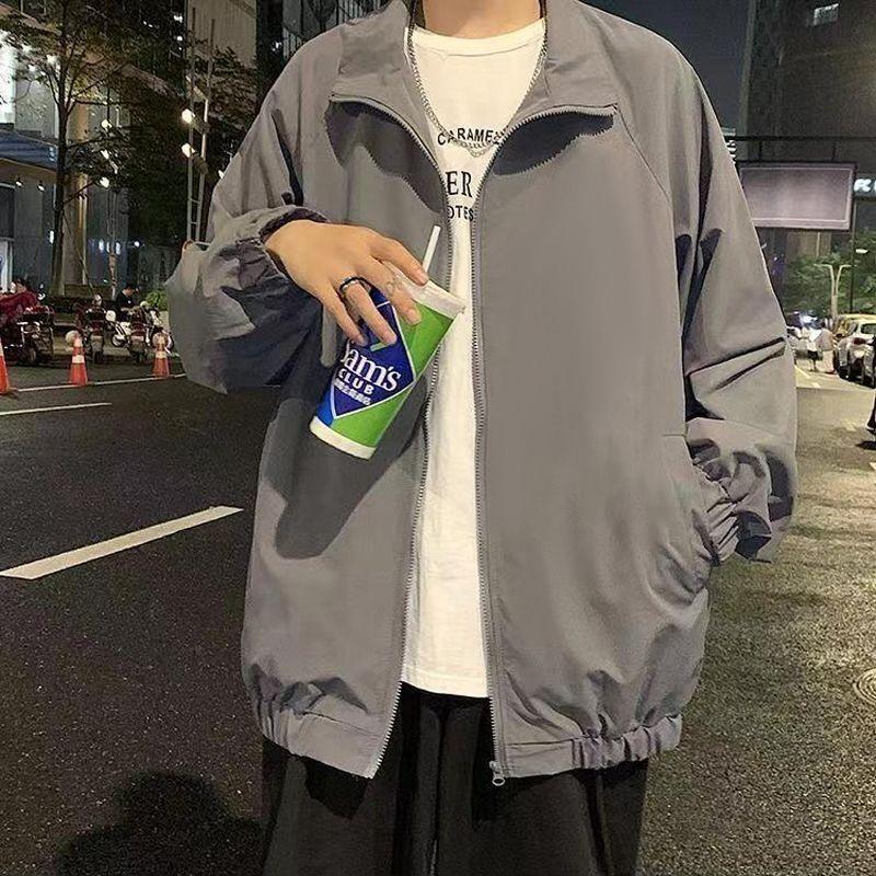 

Повседневная мужская куртка весна-осень однотонная стойка воротник молния карманы тонкое повседневное пальто верхняя одежда 4XL