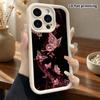 Phone Case: 2D Flat Design Suitable for iPhone 18, 17, 16, 15, 14, 13 Pro Gradient Protective Case, Pink Purple Flowing Butterfly, Christmas and Hallo