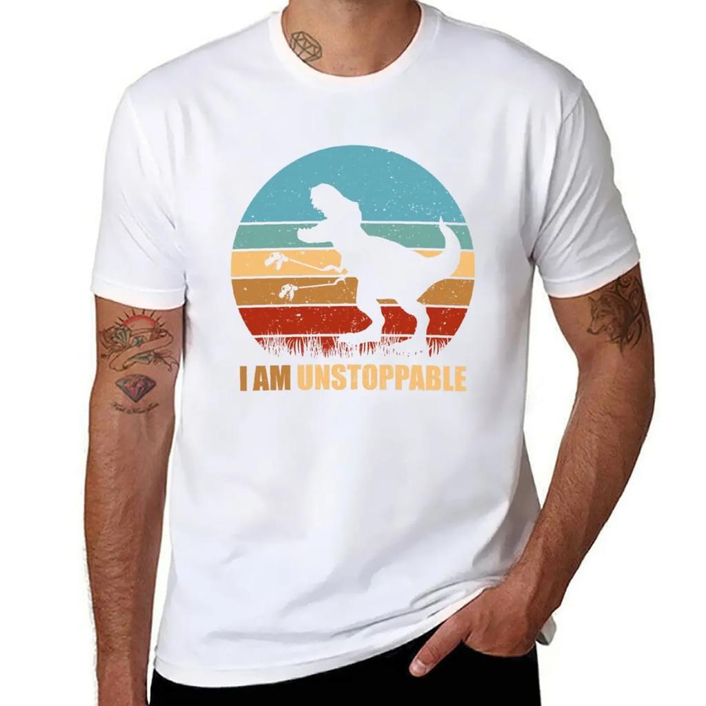 Im Unstoppable T Rex TShirt Customs Aesthetic Clothing Summer Top Mens White T Shirts