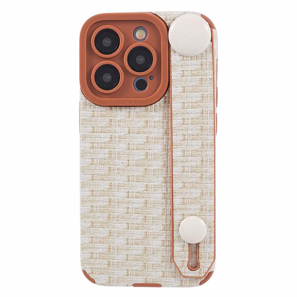 Back Shell for iPhone 15 Pro Max Cover Wristband Cloth Coated TPU Cell Phone Case