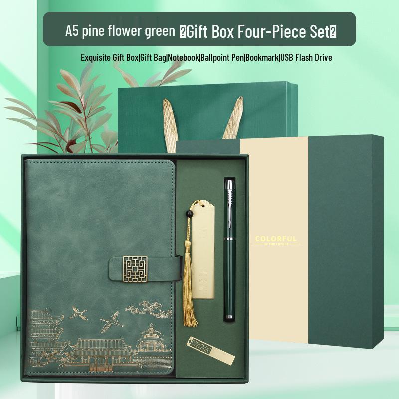 Custom Logo Cultural Creative Notebook & Wooden Bookmark Gift Set