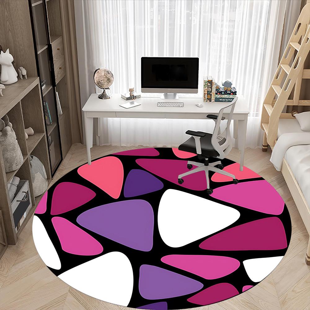 1pc Abstract Pattern Office Round Rug, Non-slip, Soft and Durable Office Rug for Interior Decoration, Perfect for Office, Beautiful Decoration yy26031