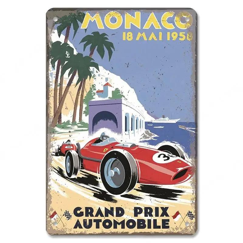Vintage Dad's Car Bus Poster Retro Metal Plaque Signs Grand Prix Automobile Metal Tin Plate Garage Bar Pub Club Home Wall Decor
