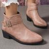Stiefel Große Lederstiefel Mit Runder Spitze Quadratischem Absatz Und Reißverschluss Hinten Stiefeletten Mit Niedrigem Absatz Kurze Stiefel Damenstiefel Niedriger Absatz