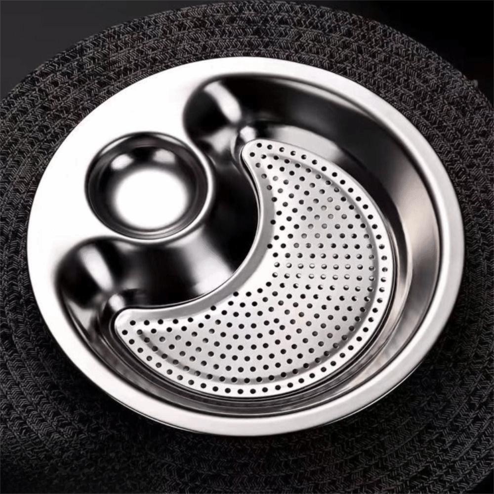 Round Chips and Dip Plates Stainless Steel Draining Serving Dish with Vinegar Dish For Sushi