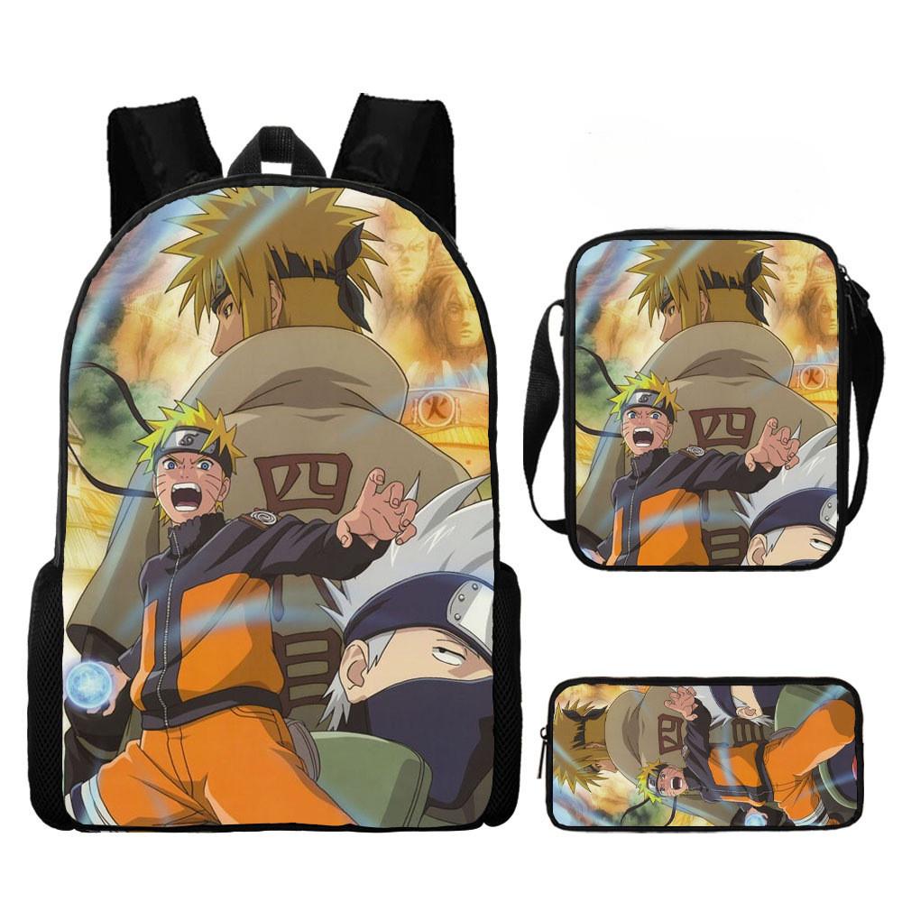 Backpack Naruto Children Set With Pencil Case And Versatile For School Trips Day