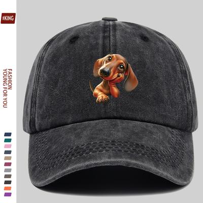 Casquette de Baseball Imprimé Teckel Mignon Casquette Unisexe Casual Coton Réglable Chapeau de Soleil pour Activités Extérieures