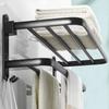 Aluminum Alloy Wall Mount Towel Holder Matte Black Towel Storage Rack  for Home Use
