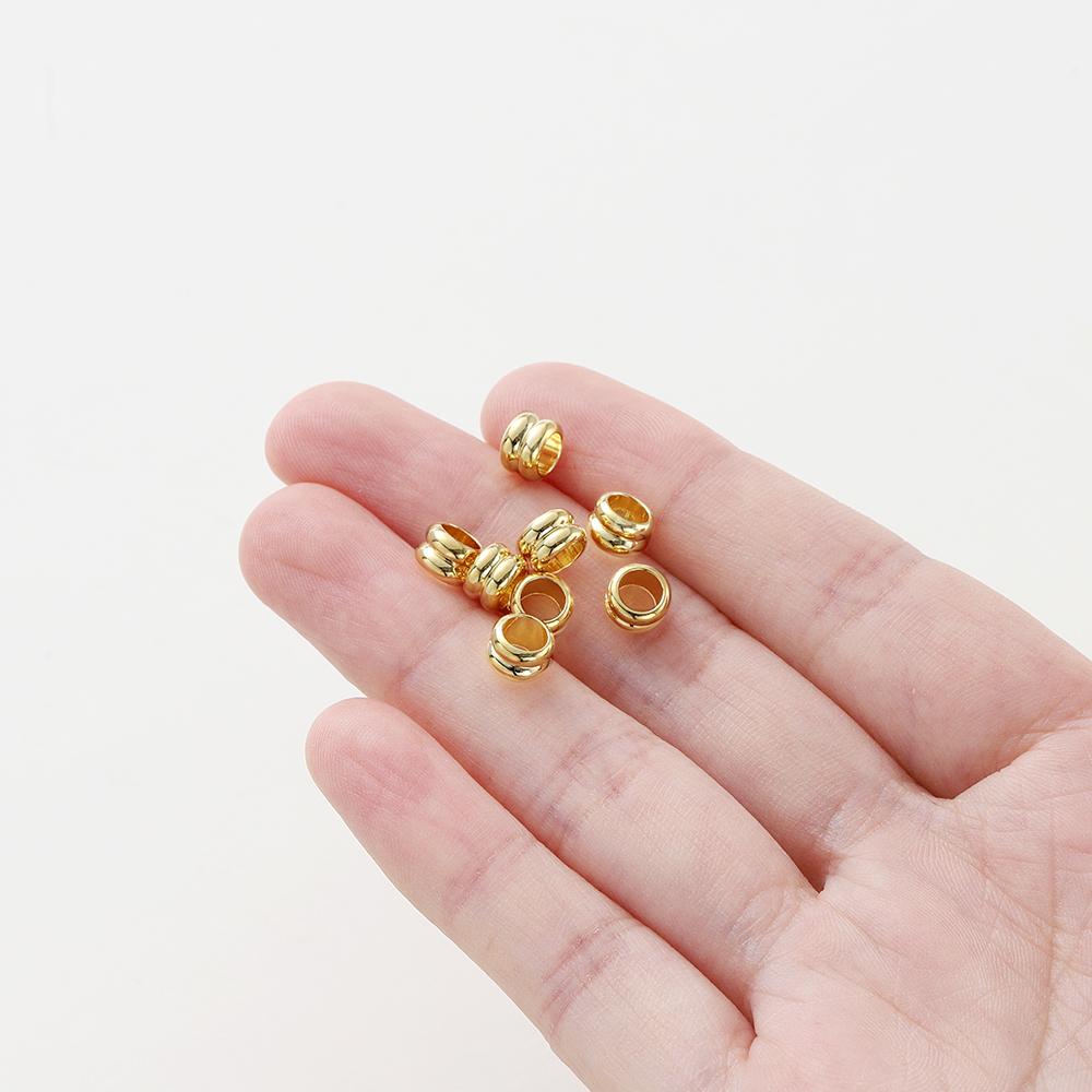 20pcs/lot 14K 18K Gold Plated Platinum Cylinder Bracelet Metal Beading Loose Spacer Beads For Decorate DIY Jewelry Findings