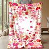 Red and Pink Floral Pattern Theme blanket Lightweight Warm Flannel Blanket Decorative Throw Blanket for Home Decoration