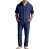Men's Summer Casual Linen Set: Short-Sleeve Hooded Shirt And Loose-Fit Pants