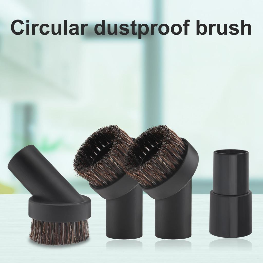 4pcs Durable Round Dust Brush & Hose Adapter for 1.25 Inch Cleaner Vacuum